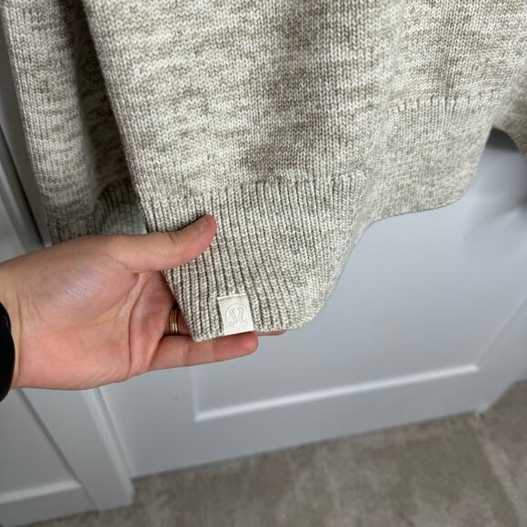 Lululemon Boxy Cotton Blend Cardigan Sweater Heather Bone White Raw Linen 1X - Picture 7 of 10